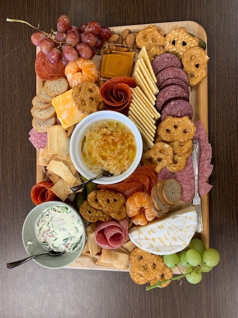 Brie, Humas, colby jack and salami